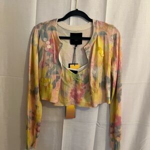 Colorful Women's Cardigan and Top Set